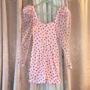 NWT Luxe Wave Size S Pink Heart Patterned Dress thumbnail 8