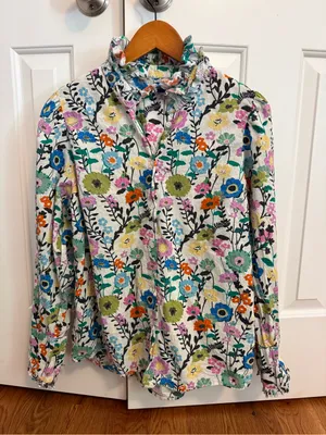 Ro's Garden Long Sleeve Button Front Blouse Top in "Botanic Multi" print Size M thumbnail 1