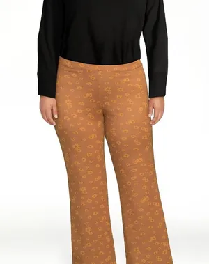 No Boundaries - Brown Floral Knit Flare Pants Size XL 70’s Hippie Style thumbnail 1