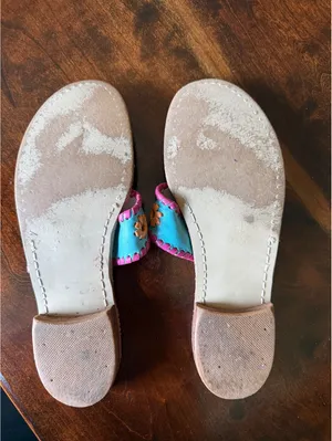 Jack Rogers Women's Leather Sandals with Turquoise and Pink Floral Detail thumbnail 5