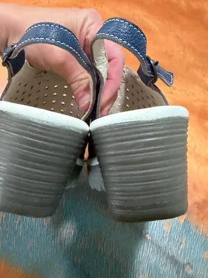 Fly London Yile taupe Navy perforated suede wedge sling back sandals size 36 thumbnail 6