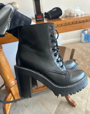 Madden Girl Black Lace-Up Combat Boots thumbnail 1