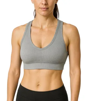 Alo Yoga Gray Rib Knit Sleeveless Cami Camisole Sports Bra Crop Tank Top Size S thumbnail 1