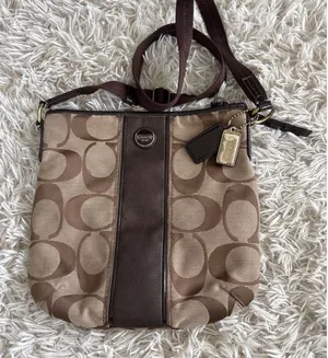 Coach Signature C Monogram Canvas Brown Leather Crossbody "Duffle" Purse‎ thumbnail 1