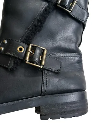 UGG Leather Niels Moto Boots Black Size 10 thumbnail 5