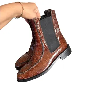 Anthropologie Pilcro & The Letterpress Chelsea Croc Chocoolate Brown Boots thumbnail 8