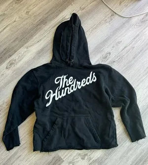 THE HUNDREDS‎ SLANT LOGO pullover hoodie with drawstring Black #439 thumbnail 1