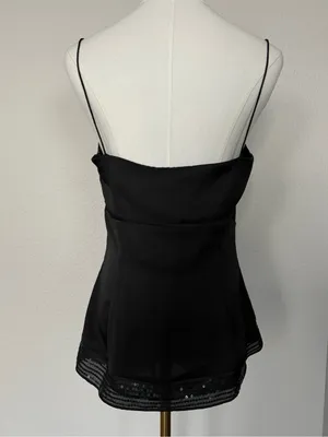 Loft Y2K babydoll Cami Top Bow Sequin Hem Dark Coquette US 6 thumbnail 4