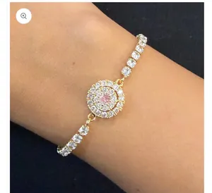 Rotating Spinner Pink Halo Bracelet – Crystal Design thumbnail 1