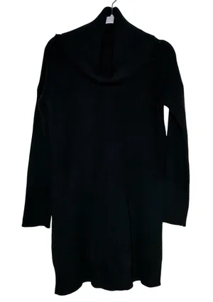 Lulus‎ Black Ribbed Cowl Neck Oversized Knit Sweater Dress Medium thumbnail 1