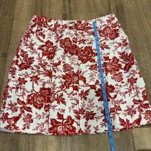 Ann Taylor Womens Red White Floral 100% Linen Mini Pencil Skirt Size 10 Pockets thumbnail 7