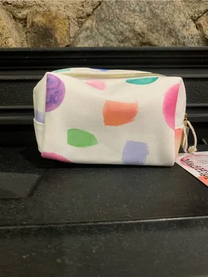Mad Hippie Mini Cosmetic Bag White Multicolor Dots Travel Makeup Pouch Zip Case thumbnail 2