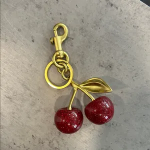 Cherry Bag Charm Red Sparkly Resin‎ Gold Hardware thumbnail 2