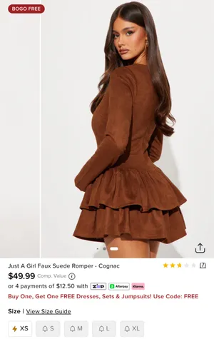 Western faux suede l/s romper thumbnail 4