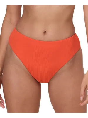 NWT Andie Ribbed 90s High Waist Bikini Bottom AB488 Vermillion Orange M thumbnail 1