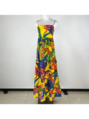 NWOT Farm Rio Cotton Bright Nature Maxi Sundress Multicolor Size XS thumbnail 2