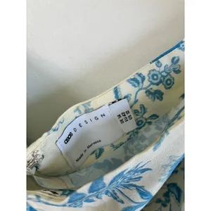 ASOS DESIGN Blue Floral Toile Cutout Midi‎ Dress Size US 10 Twisted Bust Summer thumbnail 2