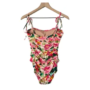 NEW J.Crew One-Piece Ruched Swimsuit Floral Pink Tie Shoulder Size 6 thumbnail 3