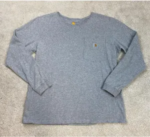 Carhartt Original Fit Long Sleeve Pocket T-Shirt Gray Size L thumbnail 2