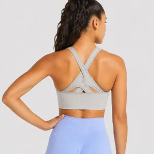 Gymshark Adapt Animal Seamless Sports Bra Womens Medium Gray High-Neck Crossover thumbnail 2