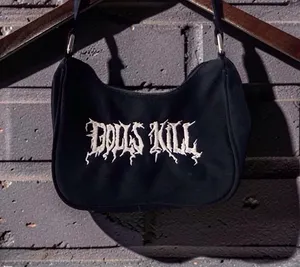 Dolls Kill Black Logo Mini Shoulder Belt Bag thumbnail 1