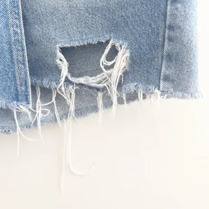 ZARA DENIM ASYMMETRICAL LIGHT BLUE WASH MINI SKORT Distressed XS WAIST thumbnail 3