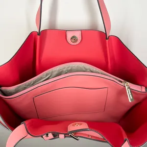 Michael Kors Emilia Large Pebbled Leather Tote Bag Grapefruit Pink Buckle Accent thumbnail 6