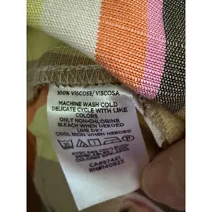 LOFT Multicolor Vertical Striped Button Front V-Neck Summer Dress 4 Petite thumbnail 6