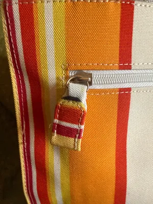 kate spade Yellow, Orange & Red Striped Canvas Tote NWOT thumbnail 5