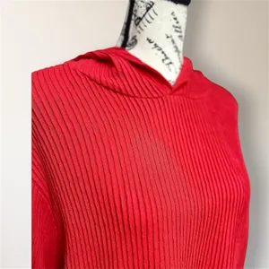 NWT EleVen Venus Williams M Red Ribbed Cotton Tennis Golf Performance Hoodie Top thumbnail 4