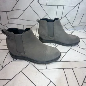 Sorel Evie II Chelsea Boots 8.5 Quarry Grey Waterproof Suede‎ NL5020-052 thumbnail 2