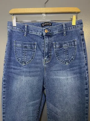 Nanette Lepore Jolie High Rise Flare Jeans Womens 8 Medium Wash Blue Denim thumbnail 2