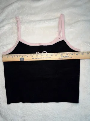PacSun Coquette Whimsigoth Black Crop Pink Bow Large thumbnail 7
