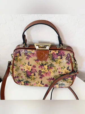 Patricia Nash Gracchi Antique Rose Leather Satchel Crossbody Cottagecore thumbnail 5