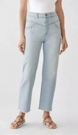 DL1961 Jeans Jerry High Rise Vintage Straight Leg Raw Hem Light Wash denim thumbnail 1