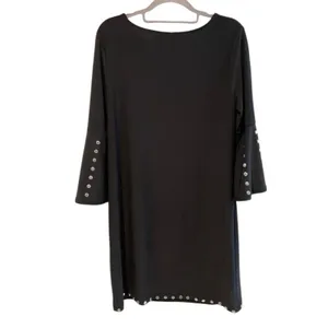 C Est 1946 Shift‎ Dress Black Studded Bell Sleeve Edgy Women Small NWT thumbnail 5