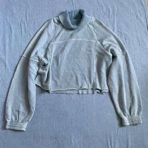 NWT Aerie Cozy Sweatshirt New Heights Fleece Turtleneck Size XS in Cloud Wash thumbnail 1