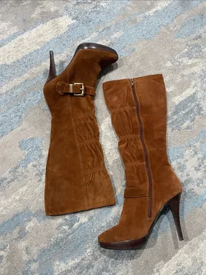 Michael Kors Cognac Suede Leather Knee-High Boots Size 8 thumbnail 2