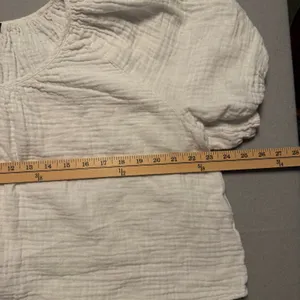 J. Crew Gauze Puff Sleeve Crop Top Blouse White Textured Women Size L thumbnail 3