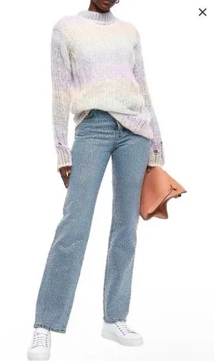 Acne Studios Mid‎ Rise Sequin Straight Leg Jeans Denim Pants Size 38 US 10 Blue thumbnail 1