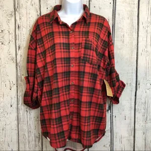 Eden & Olivia Red/Black flannel button down long sleeve top size medium grunge thumbnail 2