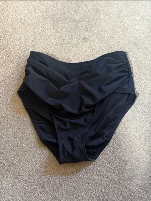 Cupshe Black Chasing Sunshine Shirred Tummy Control Bikini Bottoms Size L thumbnail 2