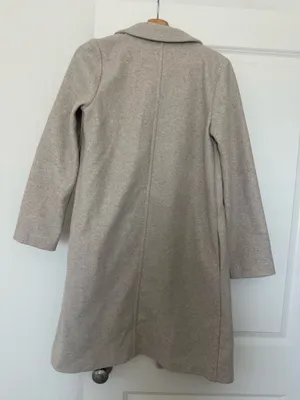 Zara Beige Open-Front Wool-Blend Coat thumbnail 5