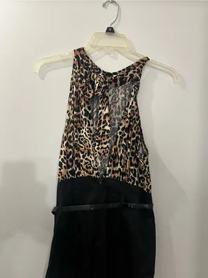 XOXO Leopard Print Bodice Black Skirt Open Back Dress thumbnail 5