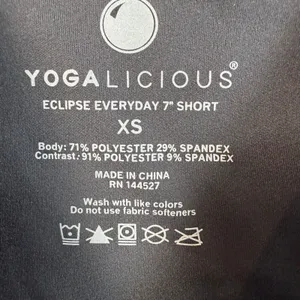 Yogalicious Eclipse Everyday 7" Shorts Women's XS Black High Waist Bike Active thumbnail 6