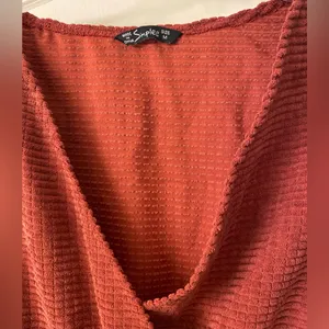 Simplee Maroon Long Sleeve Textured Mini Dress thumbnail 4
