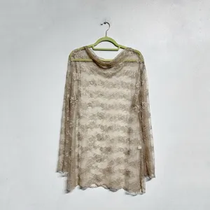 The Limited Beige Lace Sheer Long Sleeve Boatneck Top Sz XL thumbnail 2
