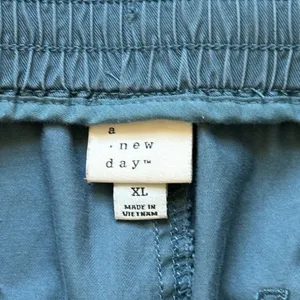 A New Day Drawstring Elastic Waist Utility Jogger Pants Teal XL Baggy Utility thumbnail 4