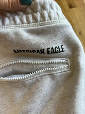 American Eagle Jogger Sweatpants Women’s Medium Cream Zip Pocket Lounge Pants thumbnail 7