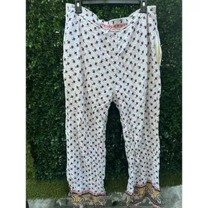 Xhilaration‎ Womens XL White Floral Boho Border Print Wide Leg Pajama Pants thumbnail 2